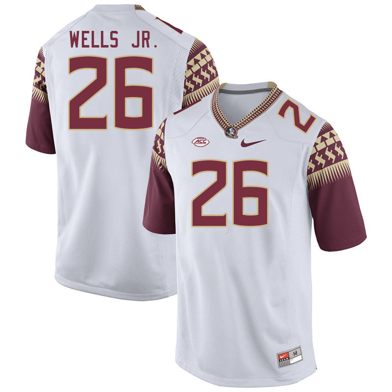 Men #26 Dwayne Wells Jr. Florida State Seminoles College Football Jerseys Stitched-White - Click Image to Close